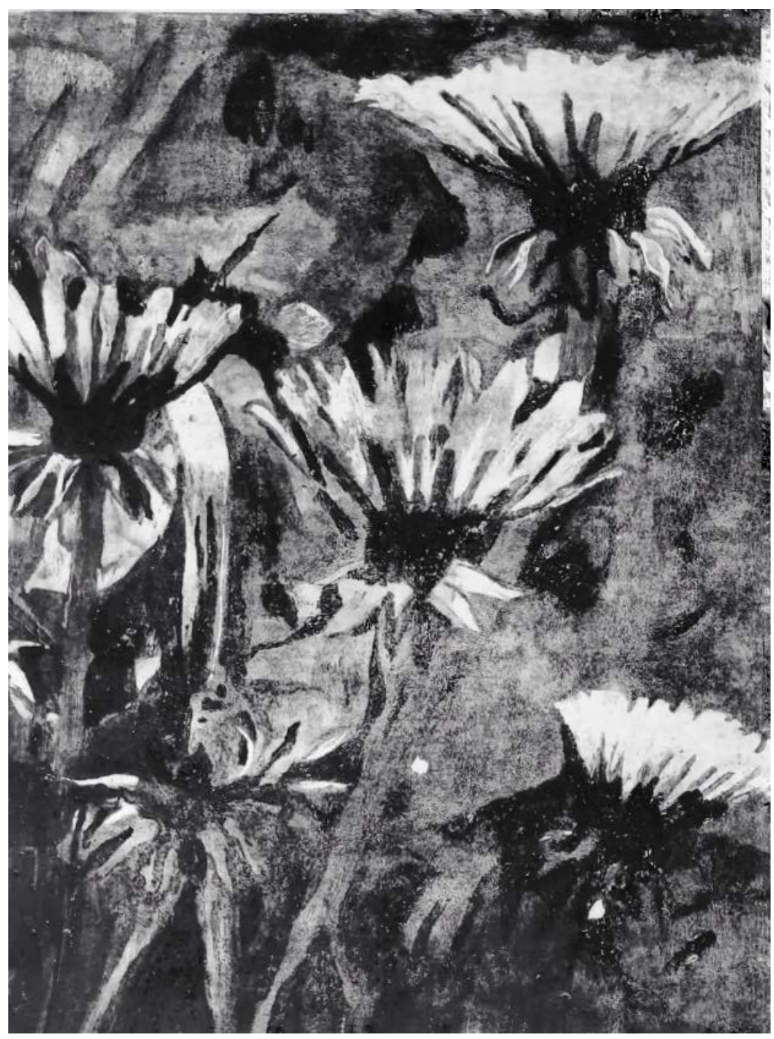 Vicky Fischer, les fleurs de mon jardin de Banlieu Parisienne, 50x70cm, 2025