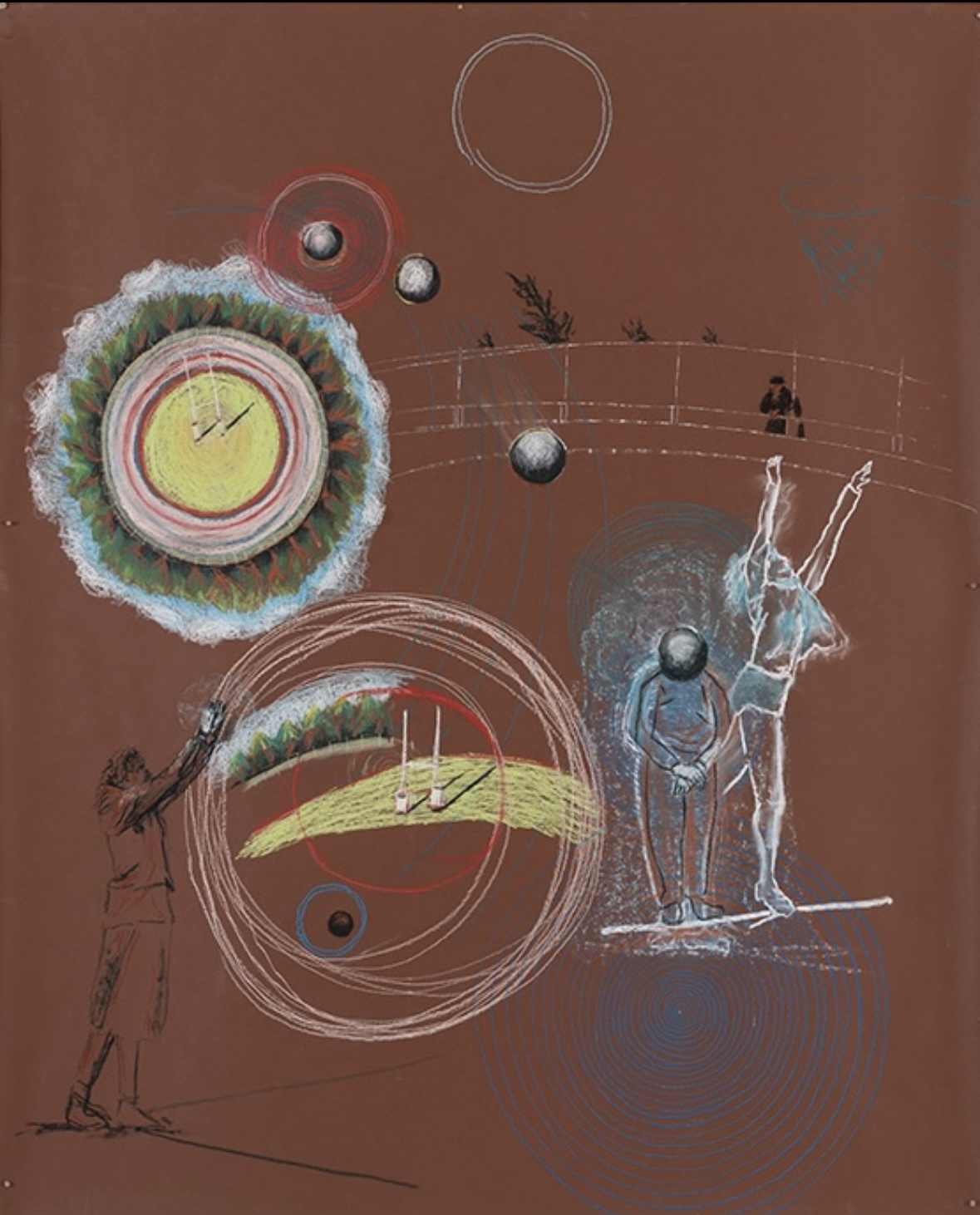 Muriel Toutlemonde, composition2, Pastels-secs et fusains sur papier colore pour fond de studio photo, 120X150cm, 2024