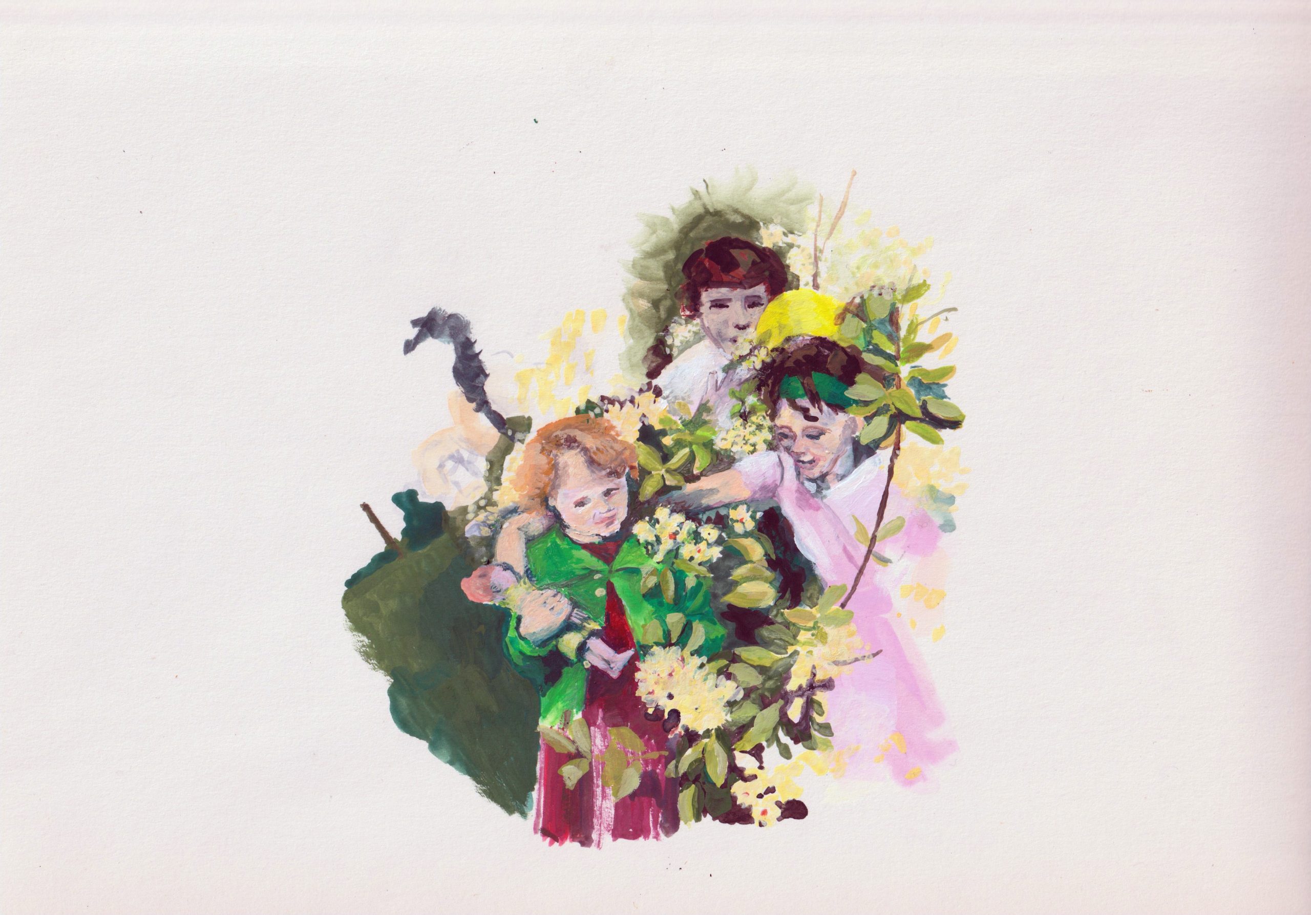 Ariel Person, camping fleur, gouache sur papier, 44x37cm, 2023